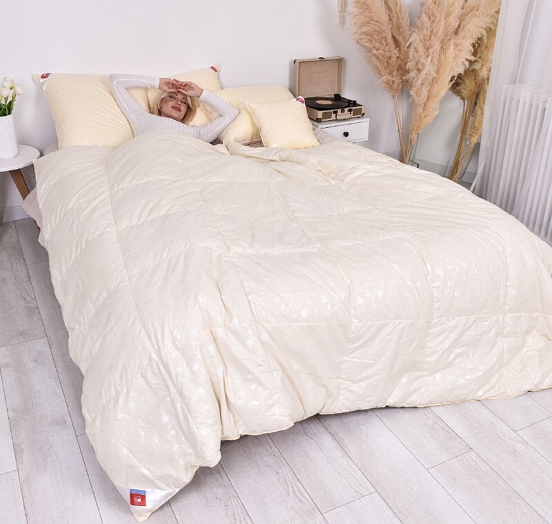 Одеяло Легкие Сны пуховое кассетное КАМЕЛИЯ шампань 172х205 теплое (вид 4) Одеяло Легкие Сны пуховое кассетное КАМЕЛИЯ шампань 172х205 теплое (фото, вид 4)