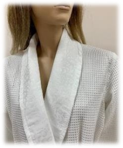 Халат Polens женский вафельный EMMA с жаккардовым воротником (вид 1) Халат Polens женский вафельный EMMA с жаккардовым воротником (фото, вид 1)