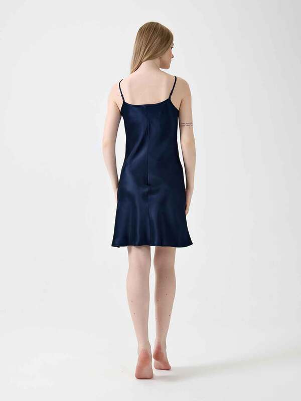 Сорочка OnSilk шелковая "Jacliene mini" темно-синий (вид 2) Сорочка OnSilk шелковая "Jacliene mini" темно-синий (фото, вид 2)