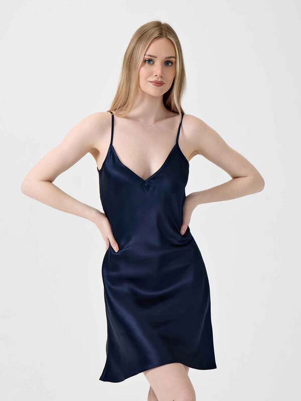 Сорочка OnSilk шелковая "Jacliene mini" темно-синий (вид 4) Сорочка OnSilk шелковая "Jacliene mini" темно-синий (фото, вид 4)