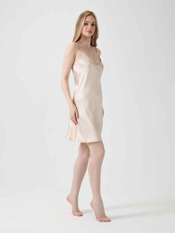 Сорочка OnSilk шелковая "Jacliene mini" карамель (вид 2) Сорочка OnSilk шелковая "Jacliene mini" карамель (фото, вид 2)