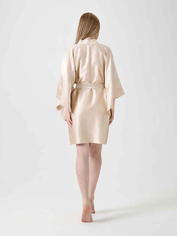 Халат OnSilk кимоно "Assami mini" карамель 100% шелк (вид 3) Халат OnSilk кимоно "Assami mini" карамель 100% шелк (фото, вид 3)