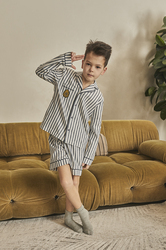 Laete Пижама для мальчика с шортами из хлопка сине-белый (55364+55366)