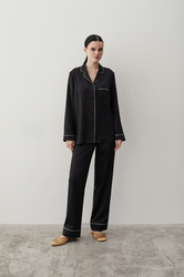 Пижама шелковая с брюками женская Laete чёрный (61889-1)